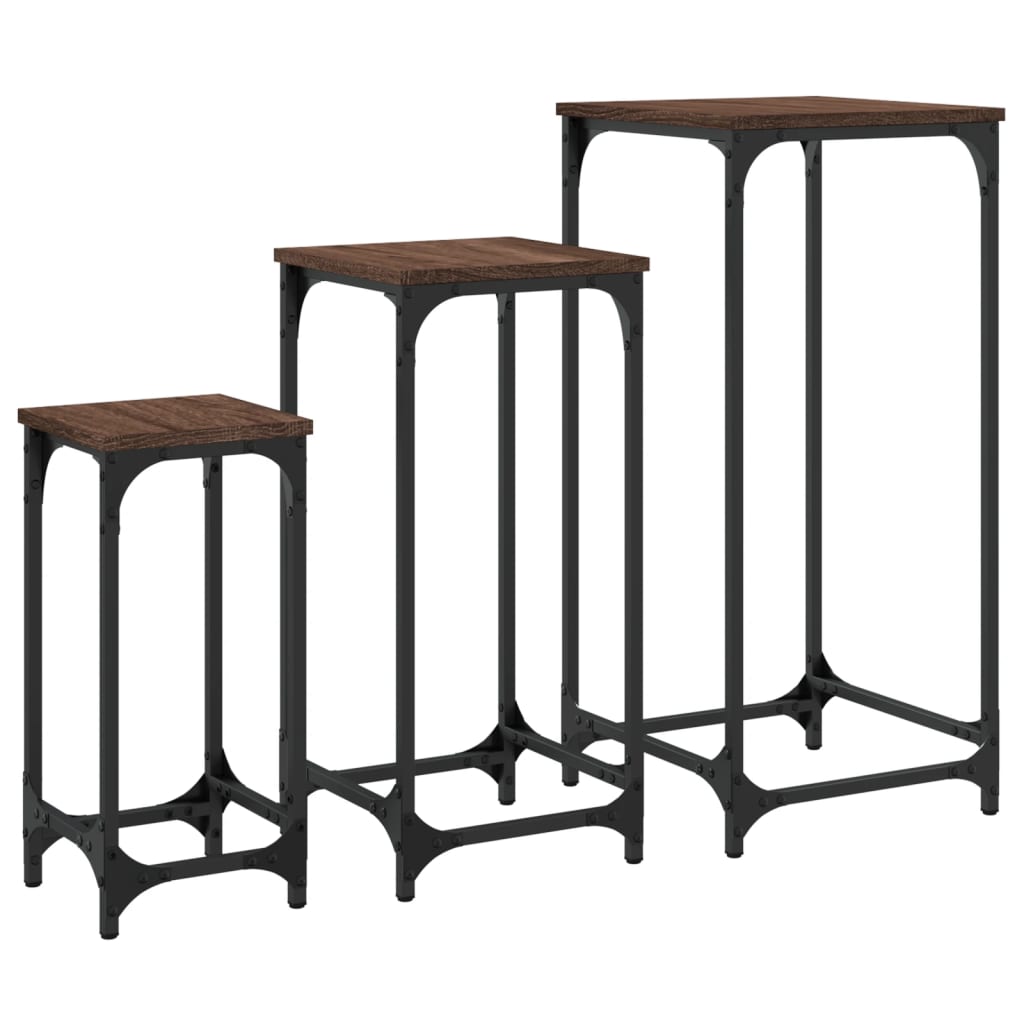 Nesting Side Tables 3 pcs Oak Brown Engineered Wood