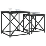 Tables basses gigognes 2 pcs noir bois d'ingénierie