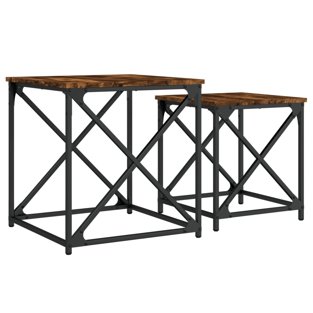 Tables basses gigognes 2 pcs chêne fumé bois d'ingénierie