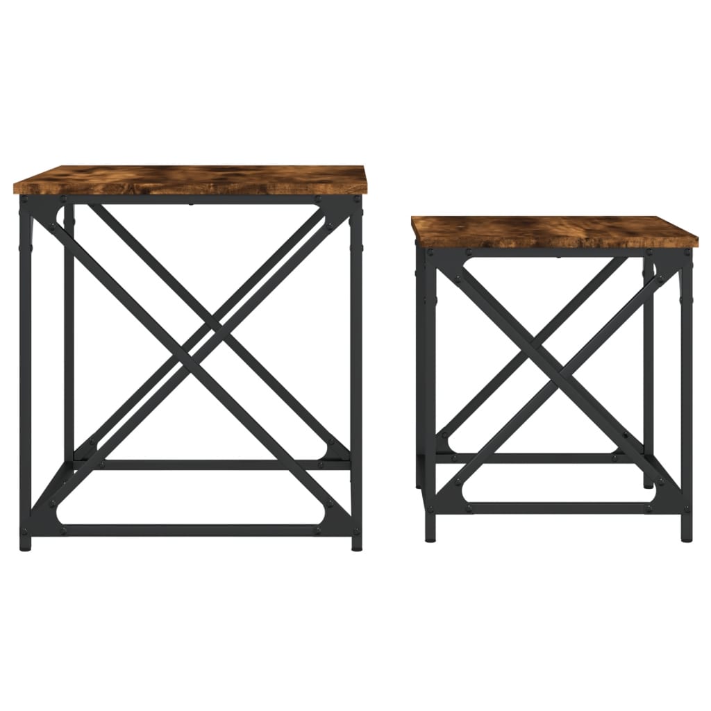 Tables basses gigognes 2 pcs chêne fumé bois d'ingénierie