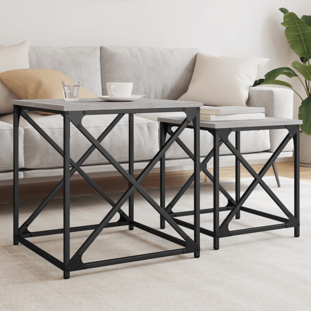 Nesting Coffee Tables 2 pcs Sonoma Gray Engineered Wood