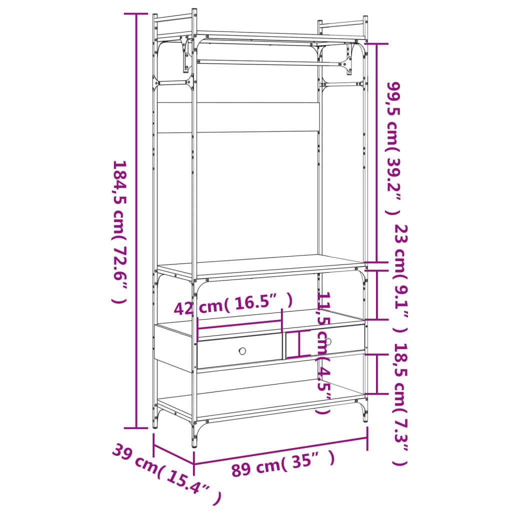 Armoire à tiroirs chêne sonoma 89x39x184,5 cm bois d'ingénierie