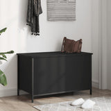 Banc de rangement noir 80x42,5x50 cm bois d'ingénierie