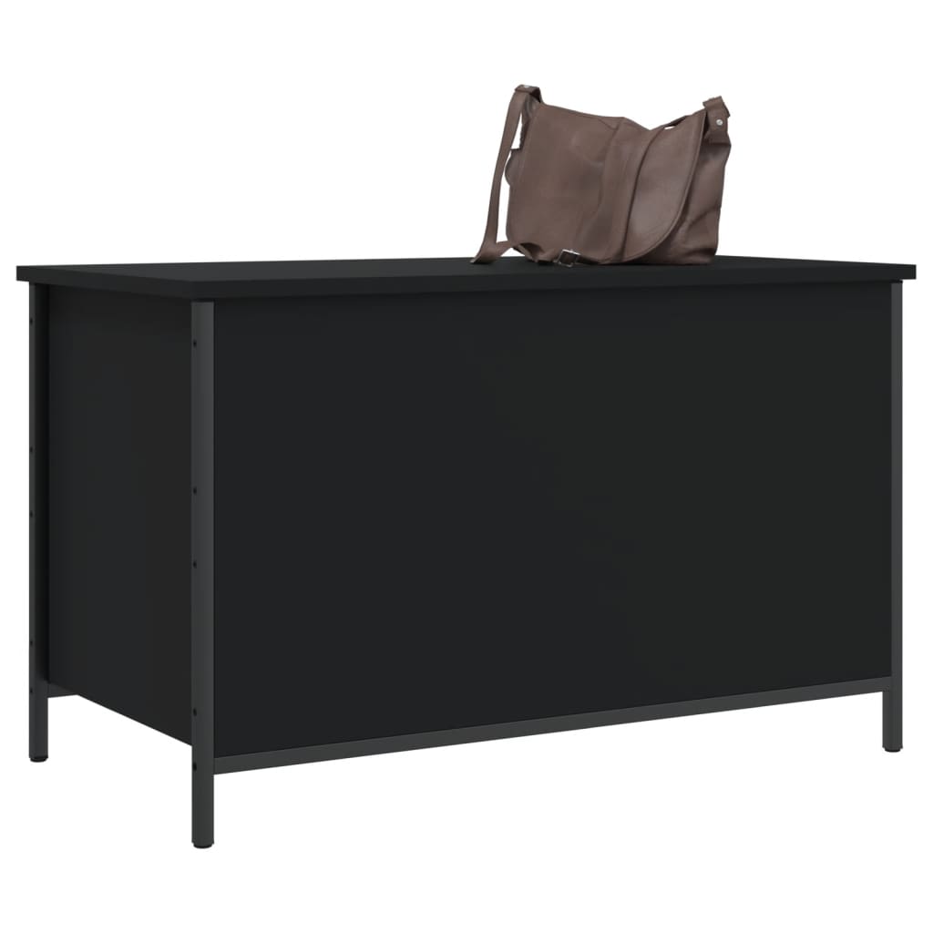 Banc de rangement noir 80x42,5x50 cm bois d'ingénierie