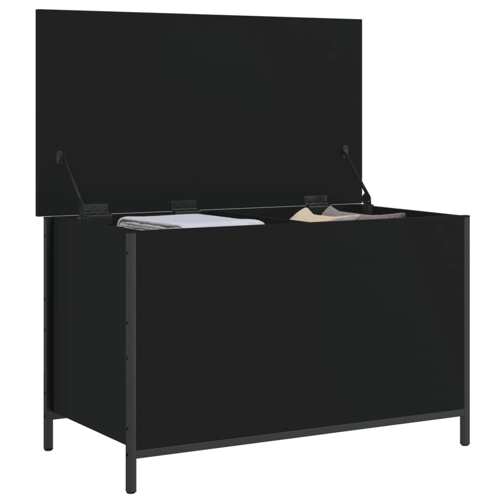 Banc de rangement noir 80x42,5x50 cm bois d'ingénierie