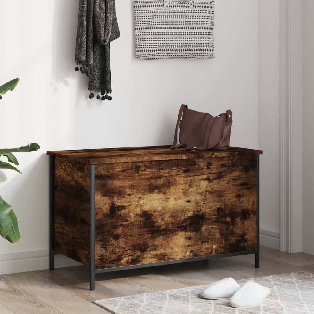 Banc de rangement chêne fumé 80x42,5x50 cm bois d'ingénierie