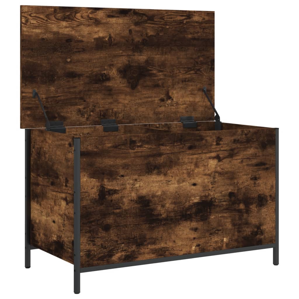 Banc de rangement chêne fumé 80x42,5x50 cm bois d'ingénierie