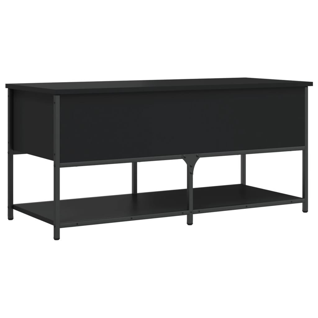 Banc de rangement noir 100x42,5x47 cm bois d'ingénierie