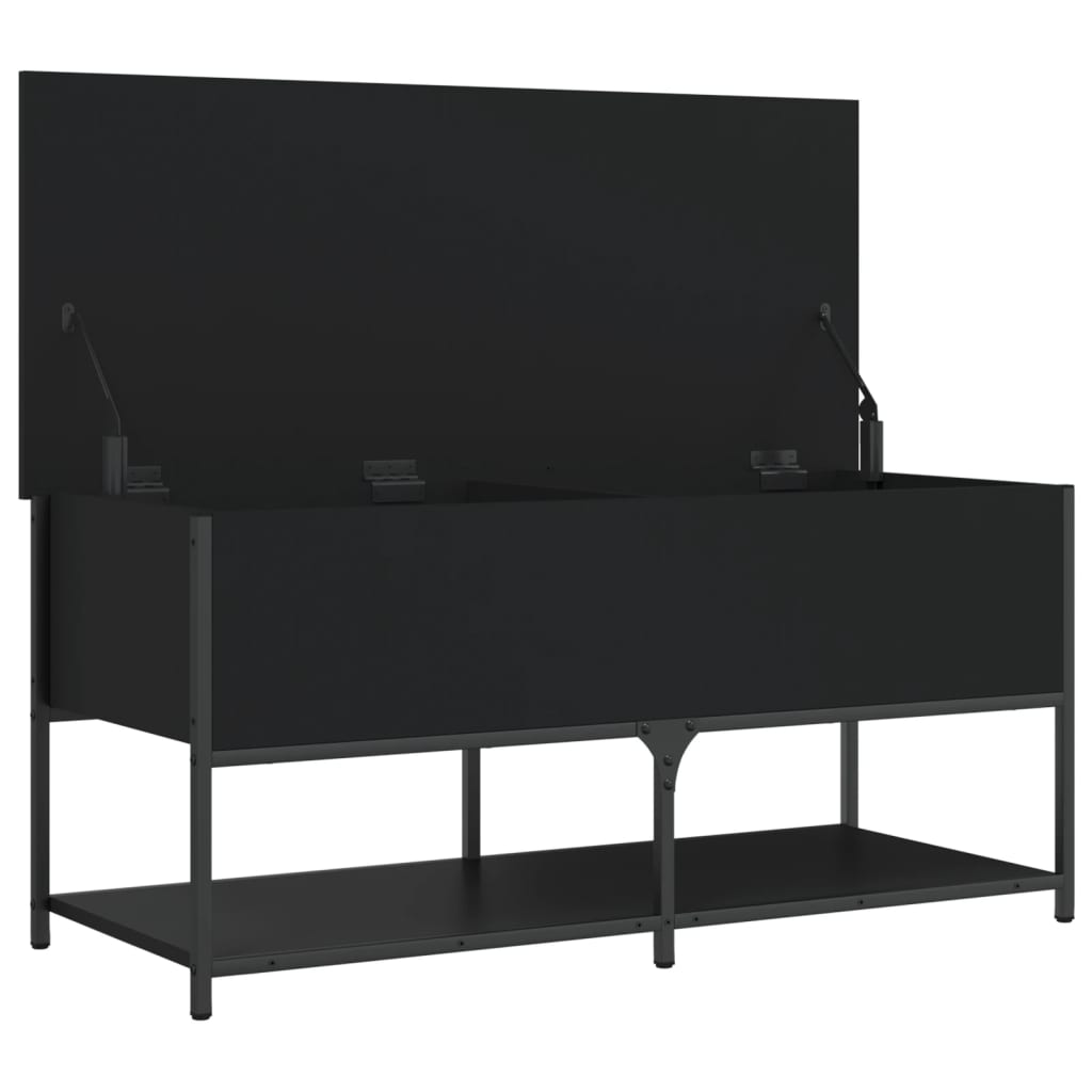 Banc de rangement noir 100x42,5x47 cm bois d'ingénierie