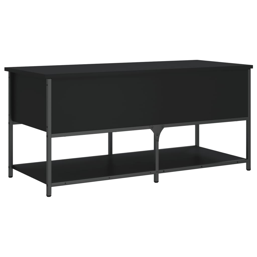 Banc de rangement noir 100x42,5x47 cm bois d'ingénierie