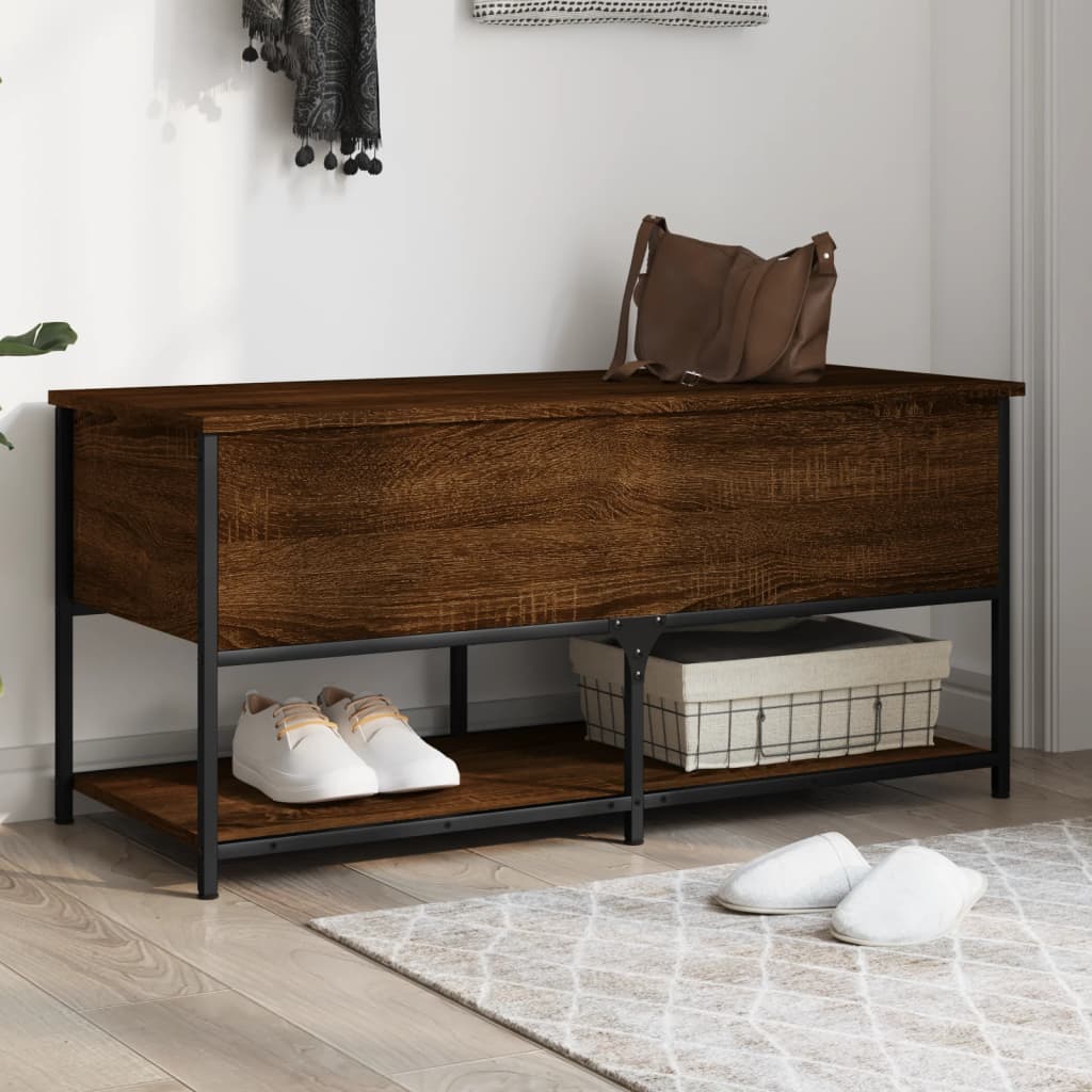 Banc de rangement chêne marron 100x42,5x47 cm bois d'ingénierie