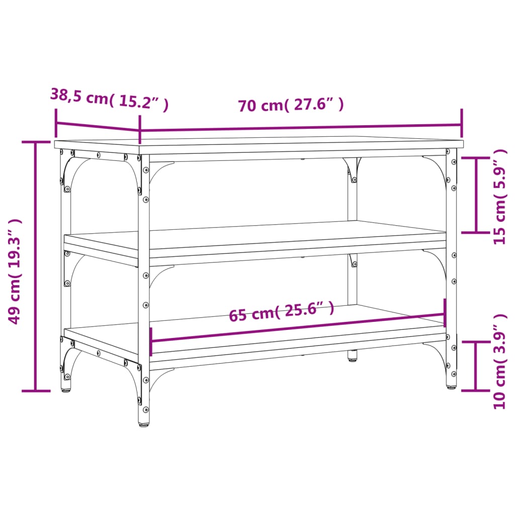 Banc à chaussures chêne sonoma 70x38,5x49 cm bois d'ingénierie