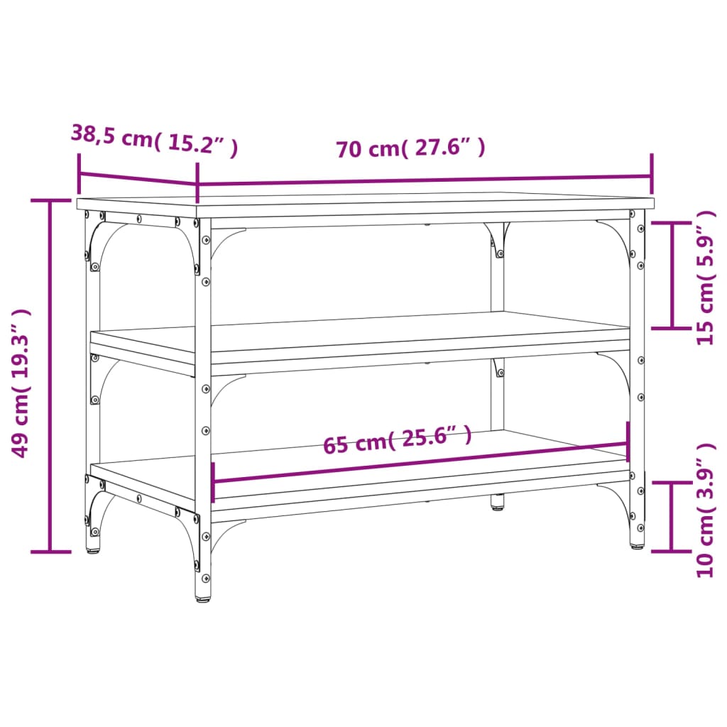 Banc à chaussures chêne marron 70x38,5x49 cm bois d'ingénierie