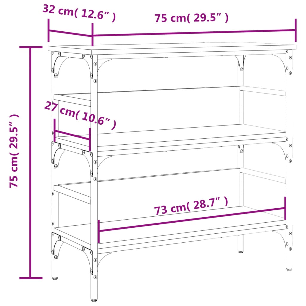 Schwarzer Konsolentisch 75x32x75 cm, Holzwerkstoff