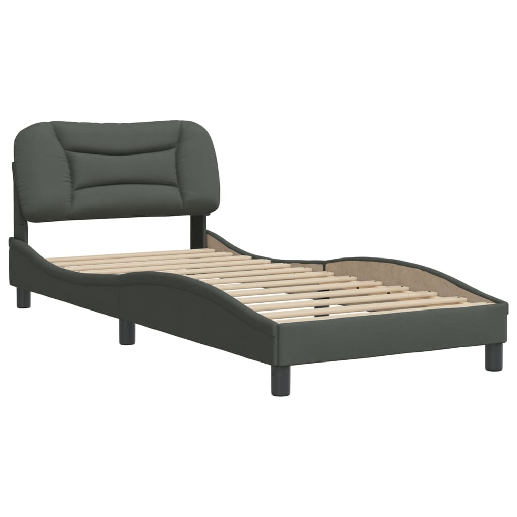 Cadre de lit sans matelas gris foncé 80x200 cm tissu