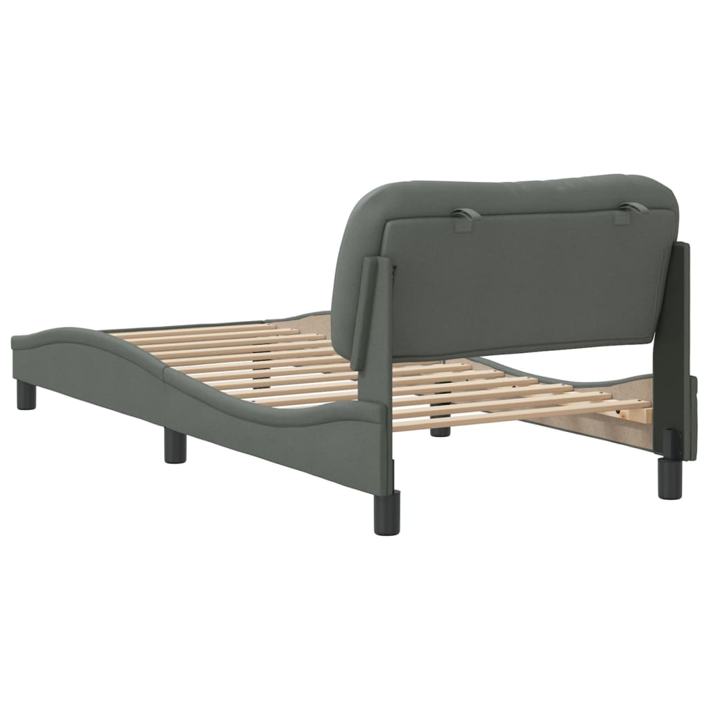 Cadre de lit sans matelas gris foncé 80x200 cm tissu