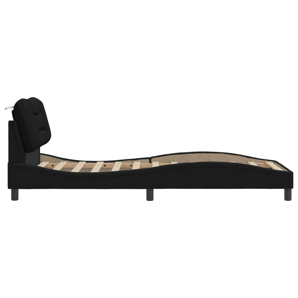 Cadre de lit sans matelas noir 80x200 cm tissu