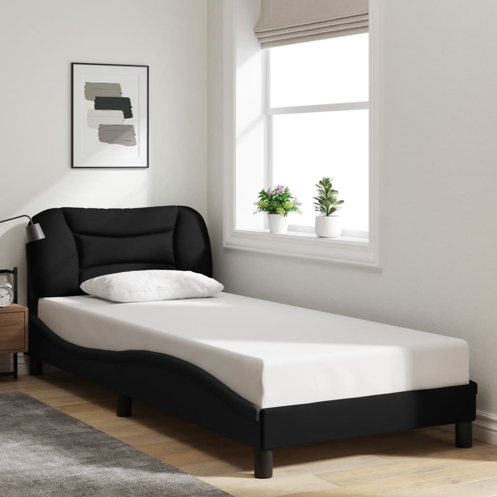 Cadre de lit sans matelas noir 80x200 cm tissu