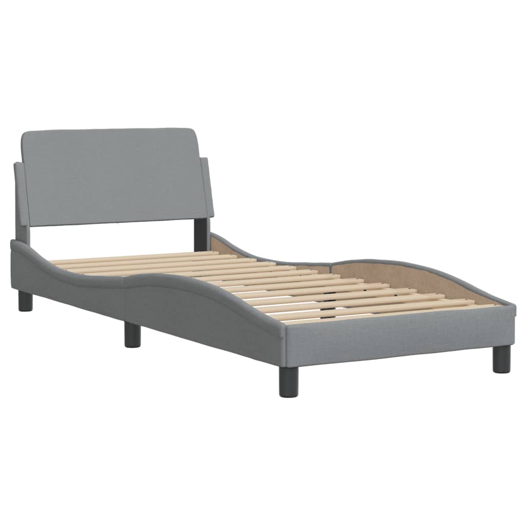 Cadre de lit sans matelas gris clair 90x190 cm tissu