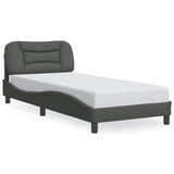 Cadre de lit sans matelas gris foncé 90x190 cm tissu