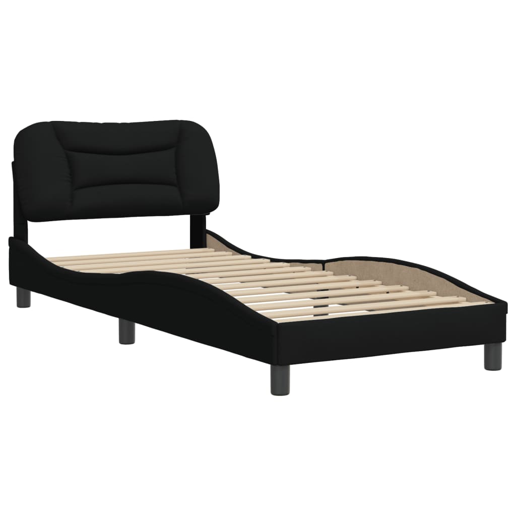 Cadre de lit sans matelas noir 90x190 cm tissu