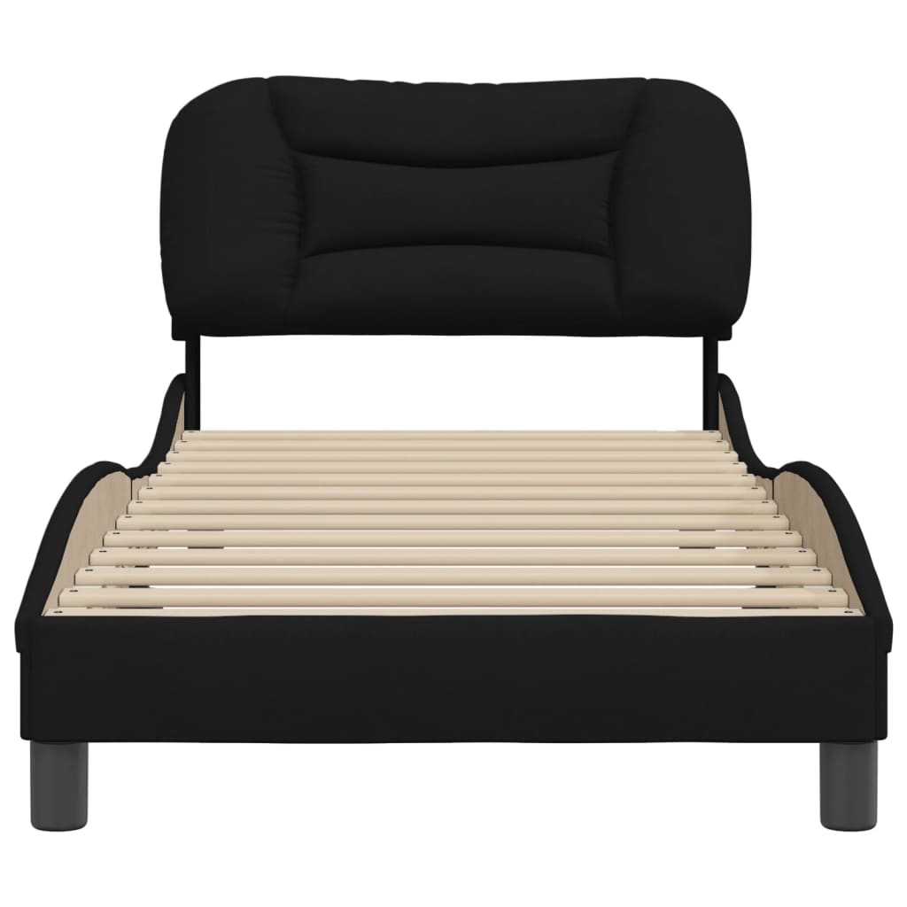 Cadre de lit sans matelas noir 90x190 cm tissu