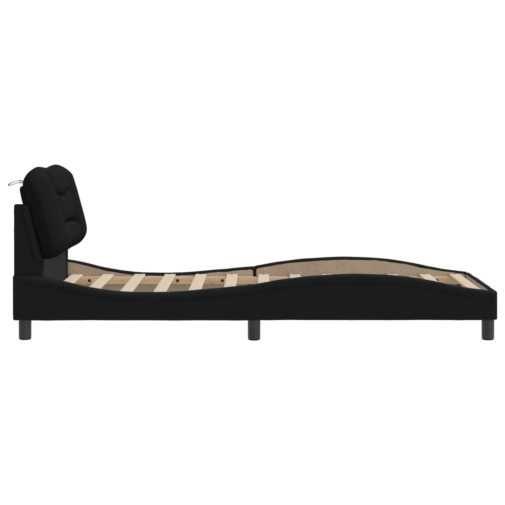 Cadre de lit sans matelas noir 90x200 cm tissu