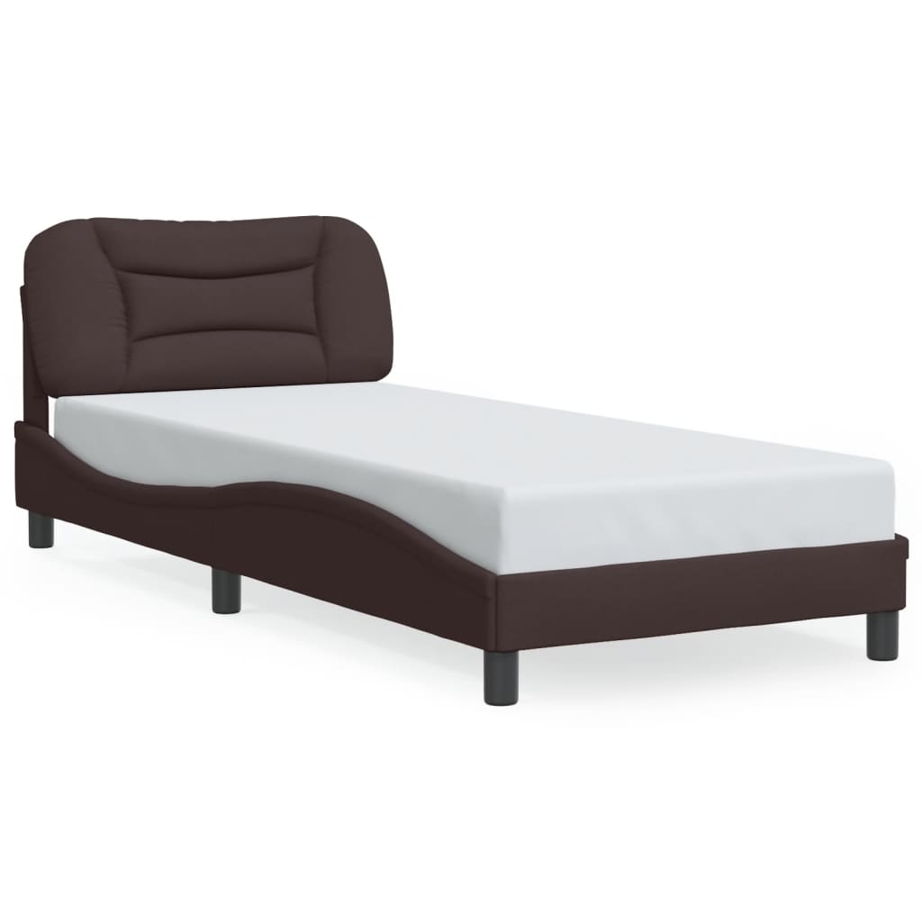 Cadre de lit sans matelas marron foncé 90x200 cm tissu