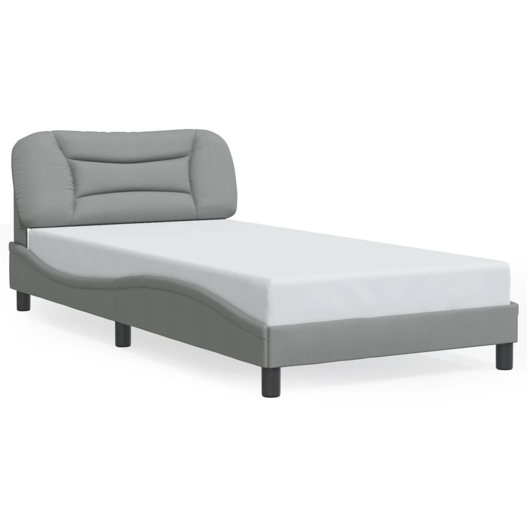 Cadre de lit sans matelas gris clair 100x200 cm tissu