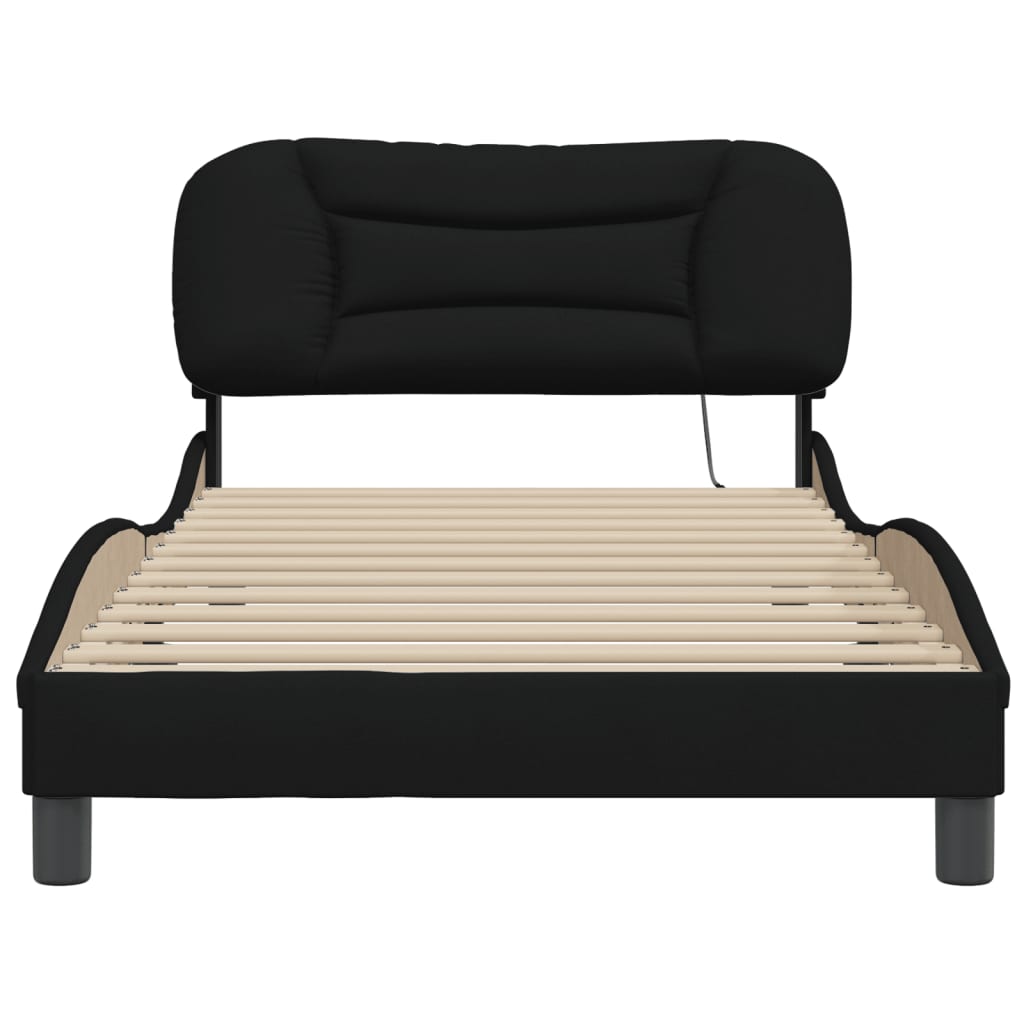 Cadre de lit sans matelas noir 100x200 cm tissu