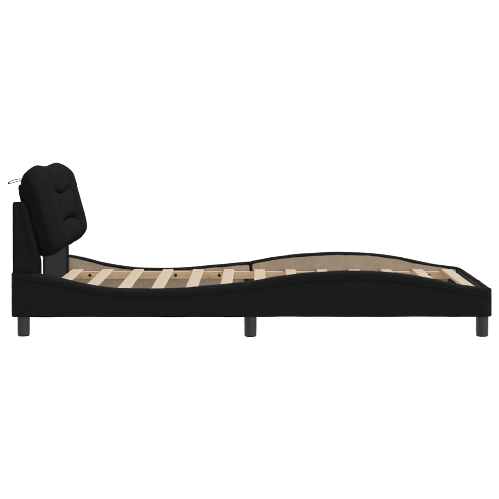 Cadre de lit sans matelas noir 100x200 cm tissu