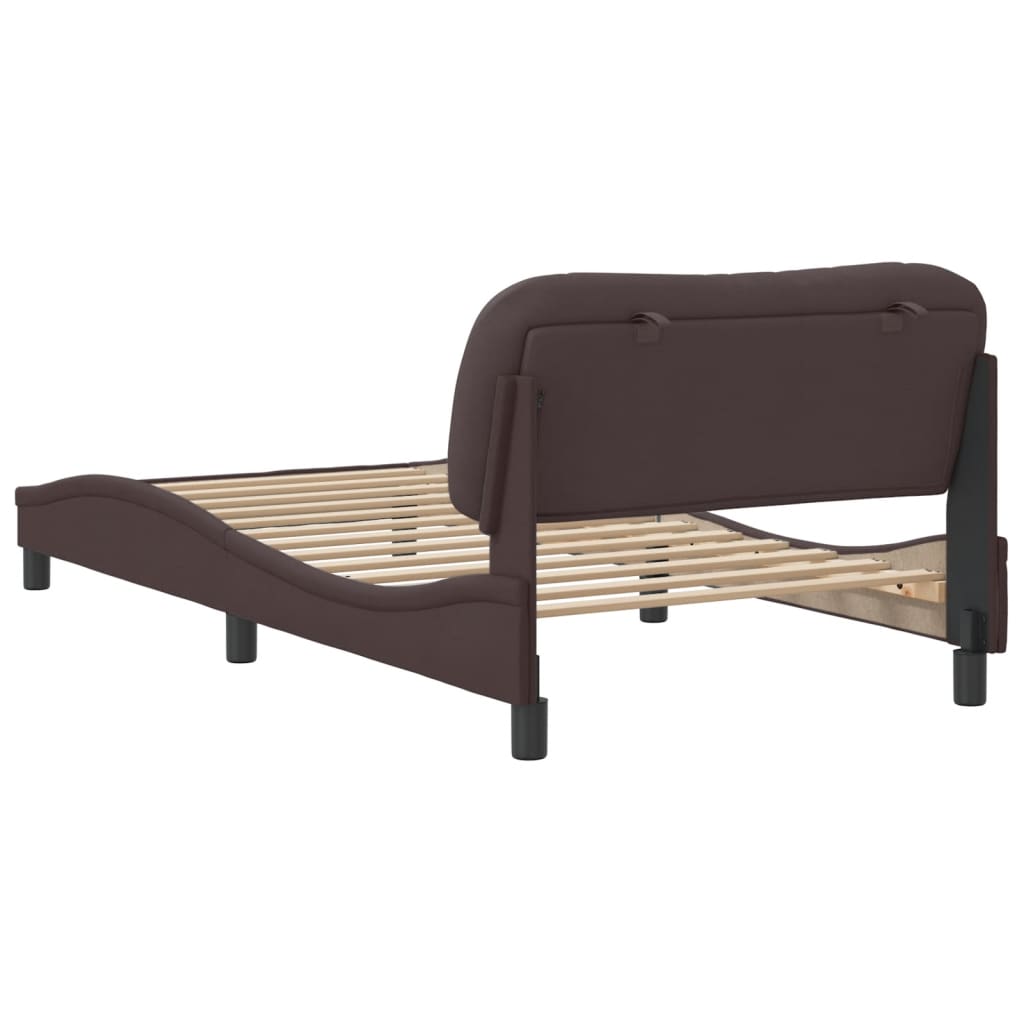 Cadre de lit sans matelas marron foncé 100x200 cm tissu