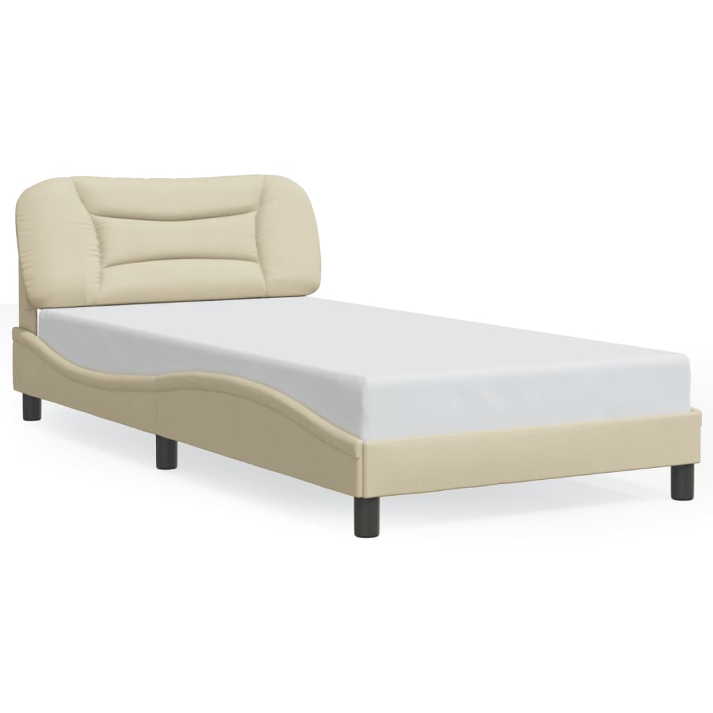 Cadre de lit sans matelas crème 100x200 cm tissu