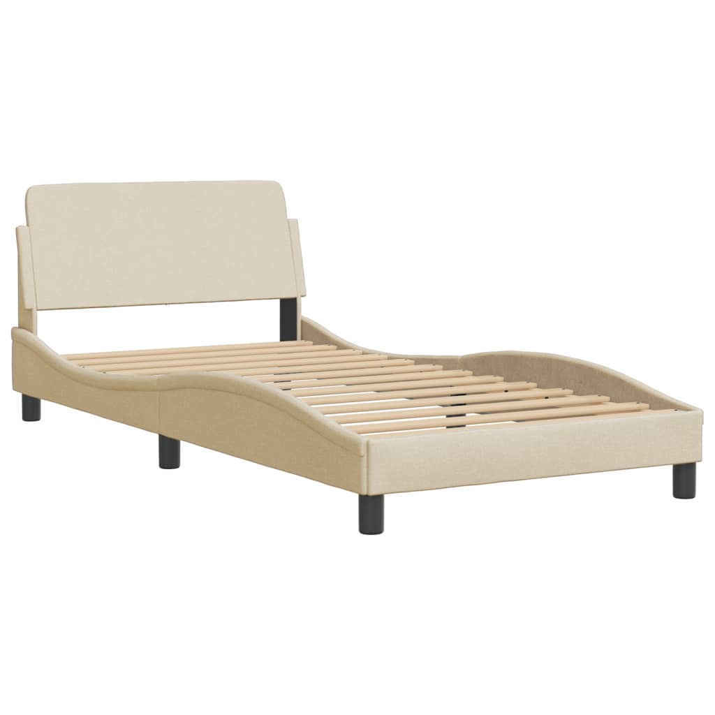 Cadre de lit sans matelas crème 100x200 cm tissu