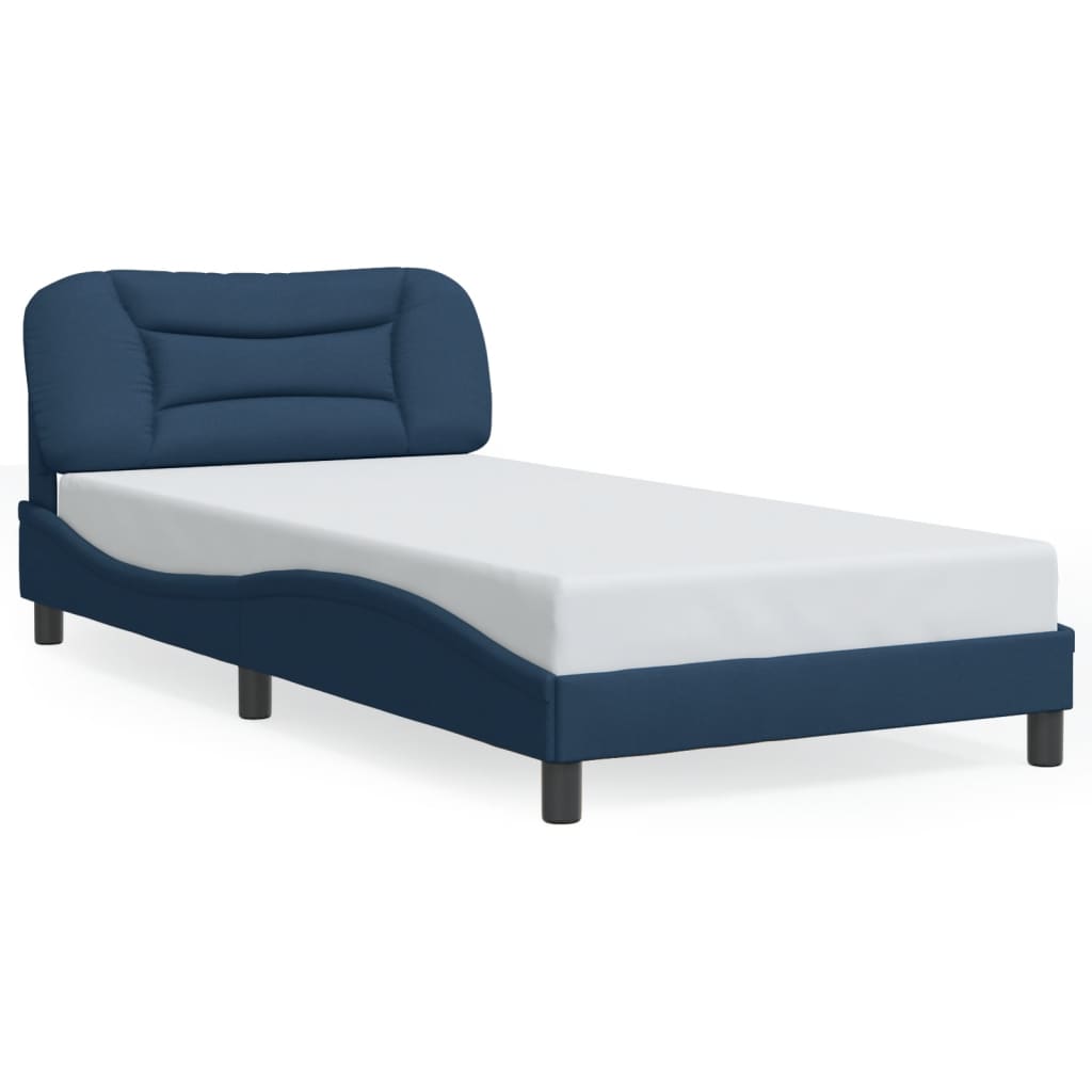 Cadre de lit sans matelas bleu 100x200 cm tissu