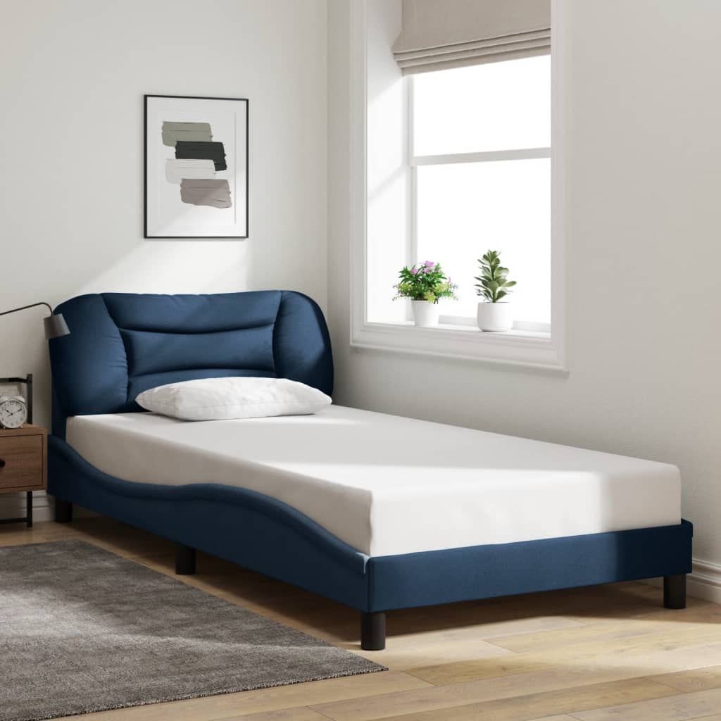 Cadre de lit sans matelas bleu 100x200 cm tissu