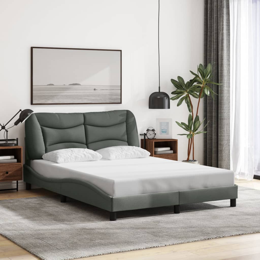 Cadre de lit sans matelas gris foncé 120x200 cm tissu