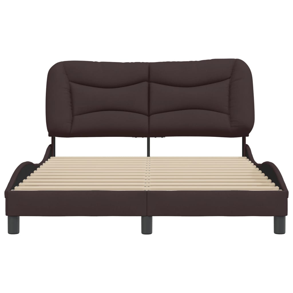 Cadre de lit sans matelas marron foncé 120x200 cm tissu