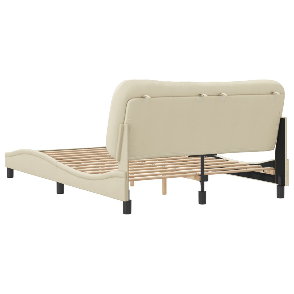 Cadre de lit sans matelas crème 120x200 cm tissu