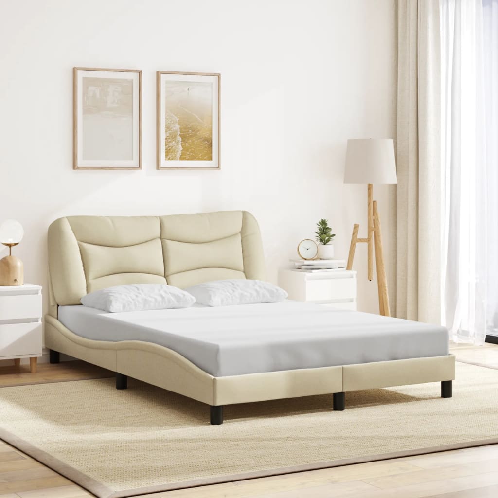 Cadre de lit sans matelas crème 120x200 cm tissu