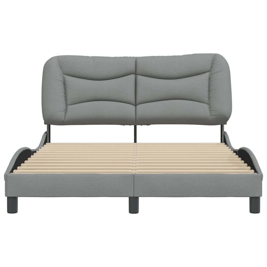 Cadre de lit sans matelas gris clair 140x190 cm tissu