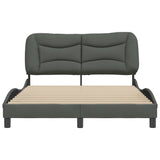 Cadre de lit sans matelas gris foncé 140x190 cm tissu