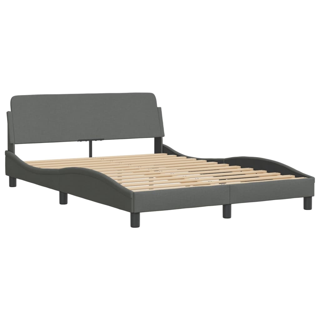 Cadre de lit sans matelas gris foncé 140x190 cm tissu