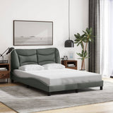 Cadre de lit sans matelas gris foncé 140x190 cm tissu