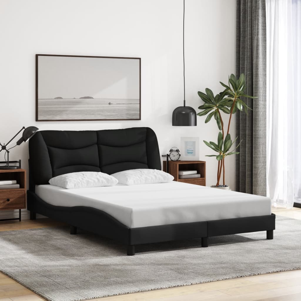 Cadre de lit sans matelas noir 140x190 cm tissu