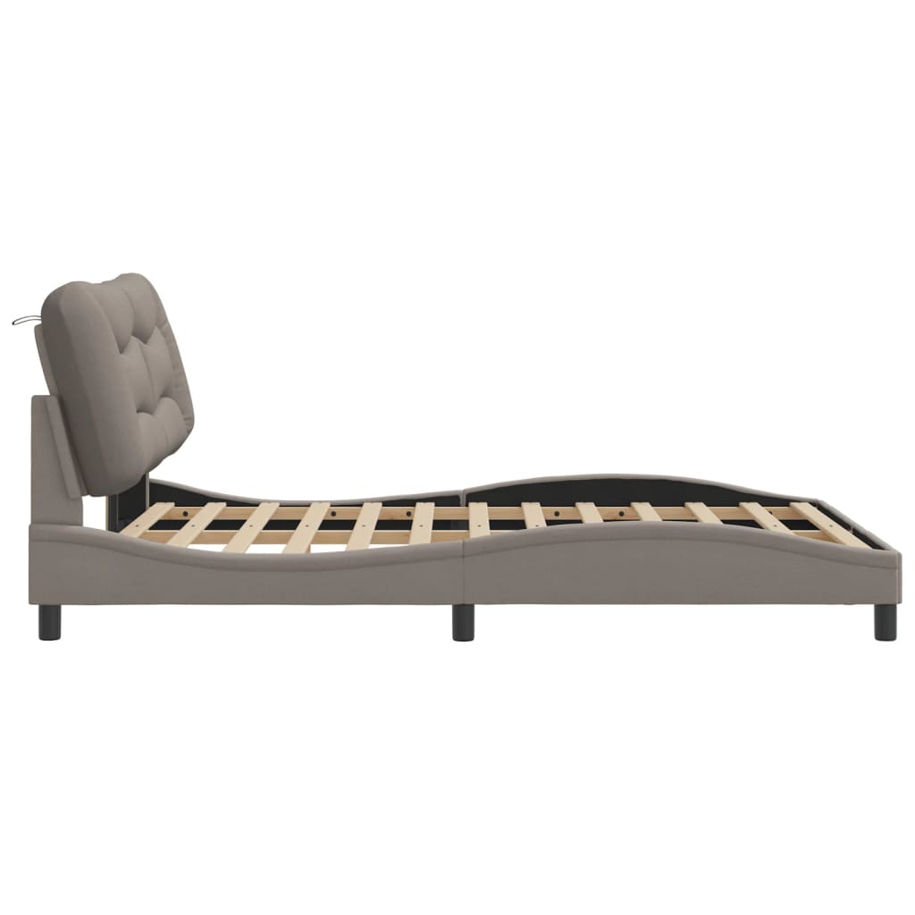 Cadre de lit sans matelas taupe 140x190 cm tissu