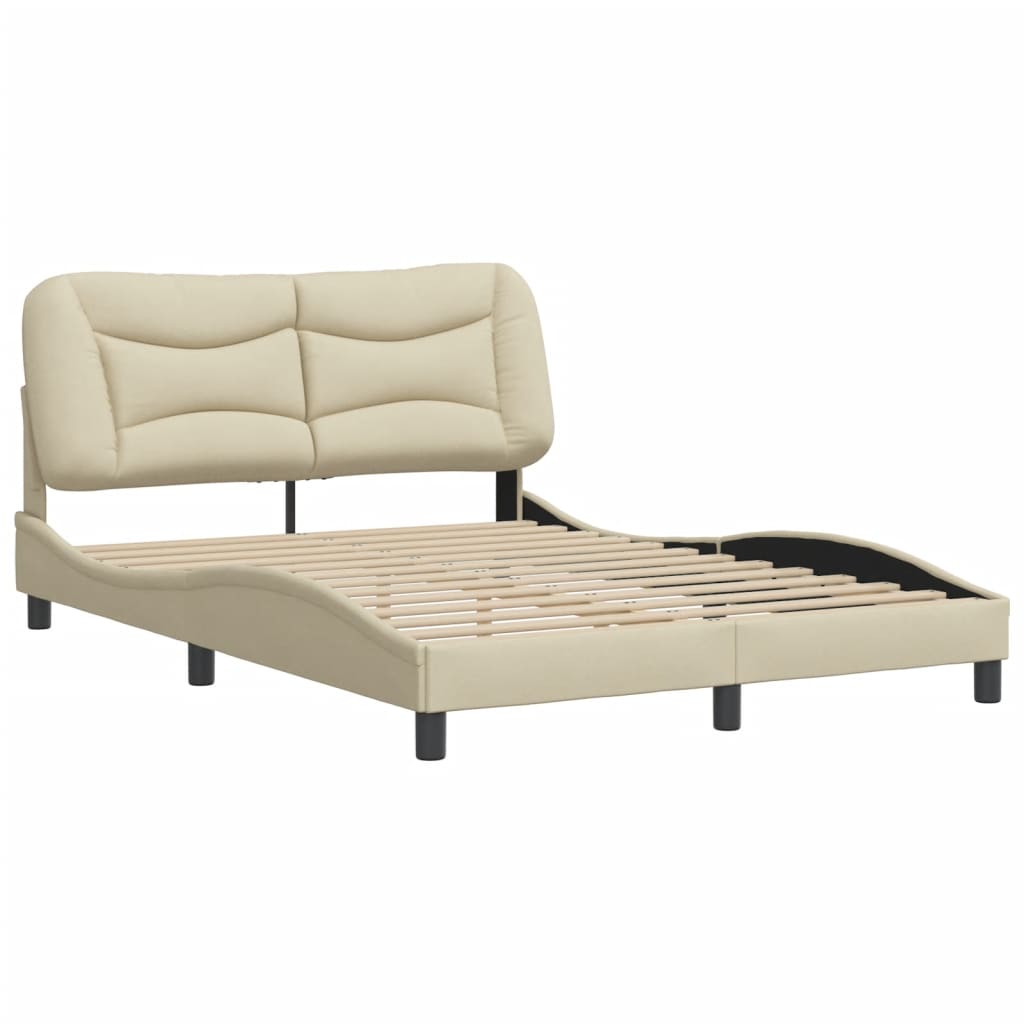 Cadre de lit sans matelas crème 140x190 cm tissu