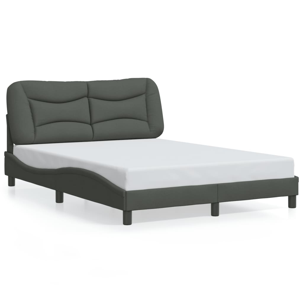 Cadre de lit sans matelas gris foncé 140x200 cm tissu