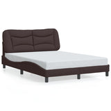 Cadre de lit sans matelas marron foncé 140x200 cm tissu