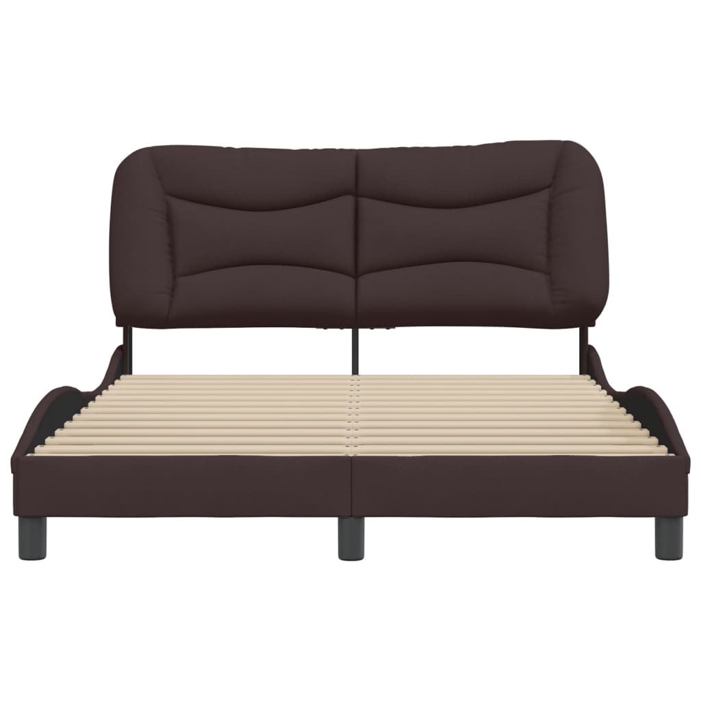 Cadre de lit sans matelas marron foncé 140x200 cm tissu